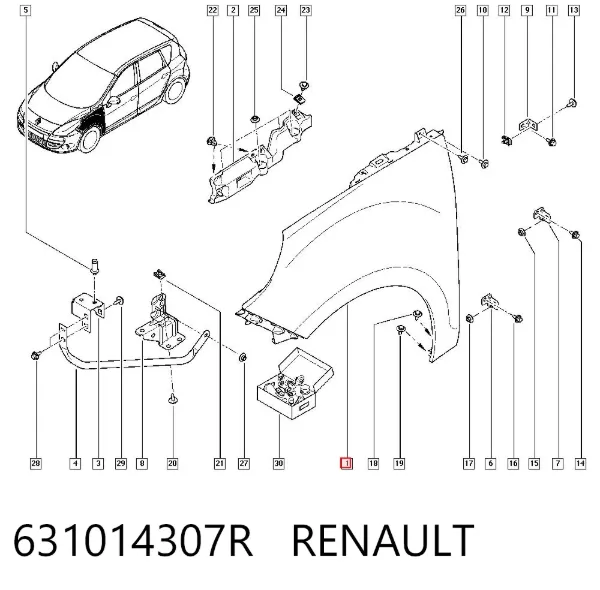 Крыло переднее левое 631014307R Renault (RVI)