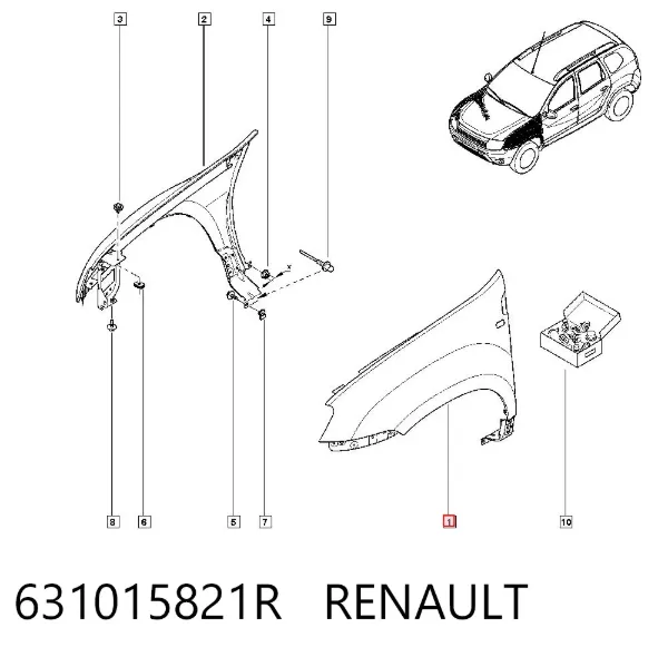 Крыло переднее левое 631015821R Renault (RVI)