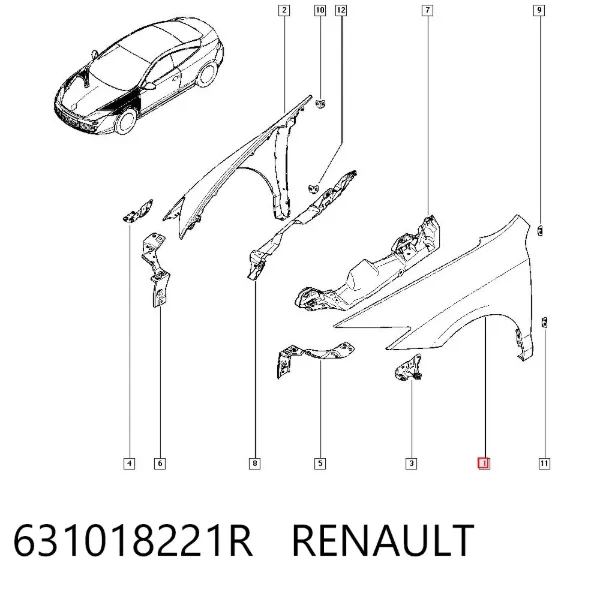 Крыло переднее левое 631018221R Renault (RVI)