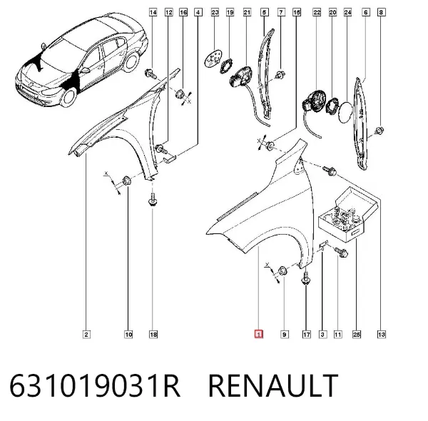 Крыло переднее левое Renault Fluence B3