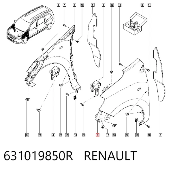 Крыло переднее левое 631019850R Renault (RVI)