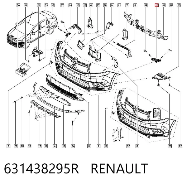 Кронштейн бампера переднего левый 631438295R Renault (RVI)