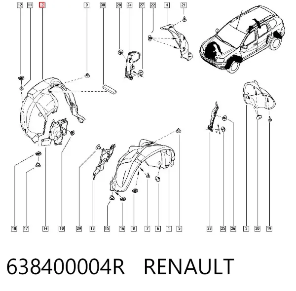 Подкрылок передний правый 638400004R Renault (RVI)