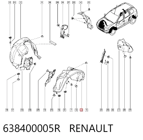 Подкрылок передний левый 638400005R Renault (RVI)