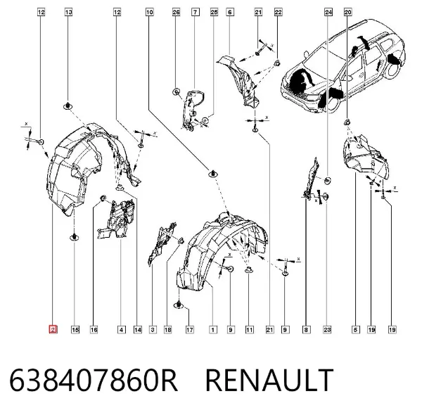Подкрылок передний левый 638407860R Renault (RVI)