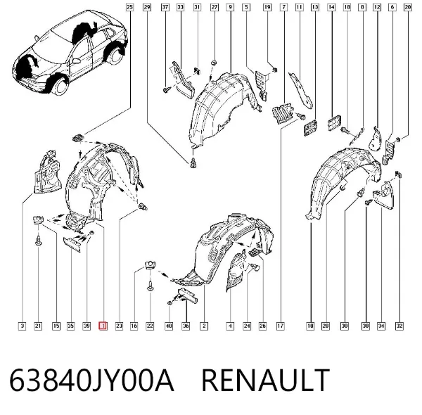 Подкрылок передний правый 63840JY00A Renault (RVI)