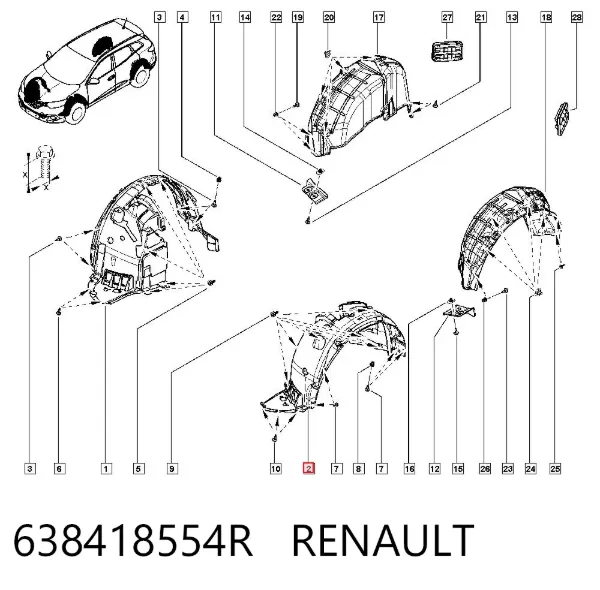 Подкрылок передний левый 638418554R Renault (RVI)