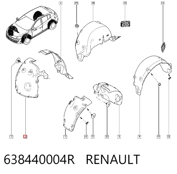 Подкрылок крыла переднего правый передний 638440004R Renault (RVI)