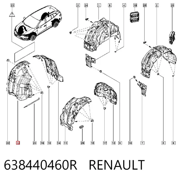 Подкрылок крыла переднего правый передний 638440460R Renault (RVI)