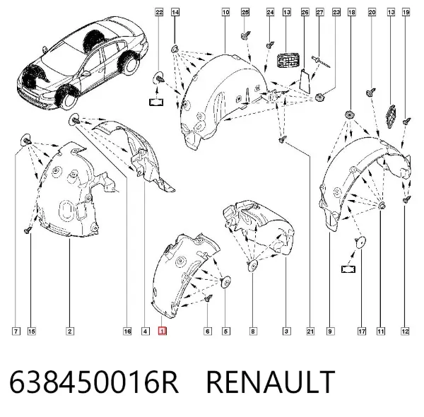Подкрылок крыла переднего левый передний 638450016R Renault (RVI)