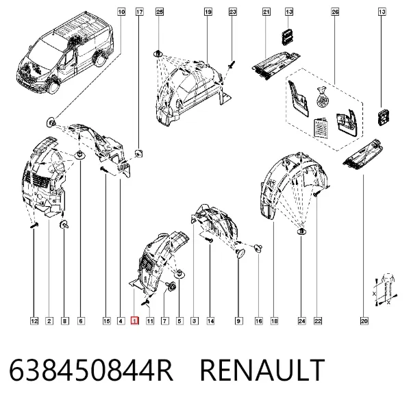 Подкрылок крыла переднего левый передний 638450844R Renault (RVI)