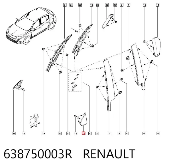 Накладка крыла переднего левого 638750003R Renault (RVI)