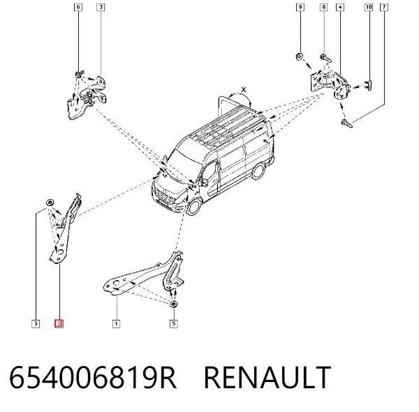 Петля капота правая 654006819R Renault (RVI)