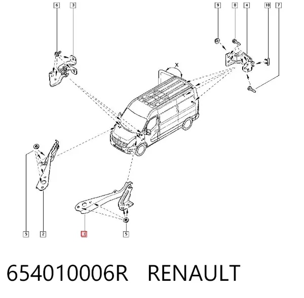 Петля капота левая 654010006R Renault (RVI)