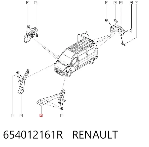 Петля капота левая 654012161R Renault (RVI)