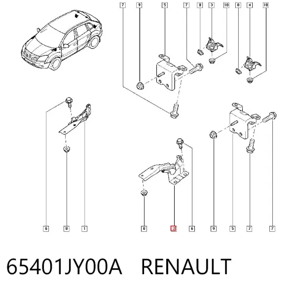 Петля капота левая 65401JY00A Renault (RVI)