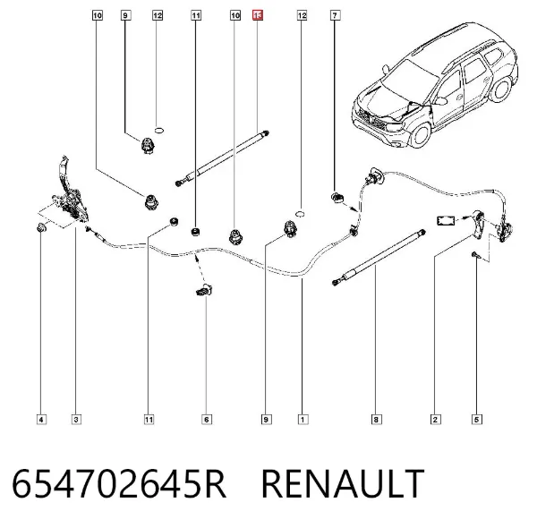 Амортизатор капота 654702645R Renault (RVI)