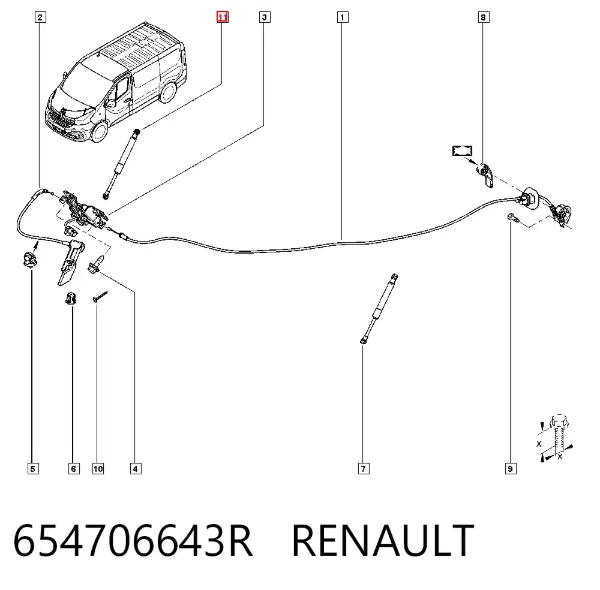 Амортизатор капота 654706643R Renault (RVI)