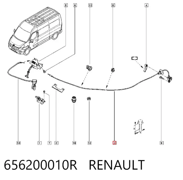Трос капота 656200010R Renault (RVI)