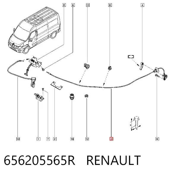 Трос капота 656205565R Renault (RVI)