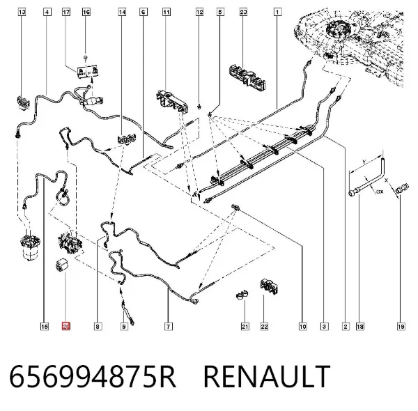 Клипса крепления топливного шланга 656994875R Renault (RVI)