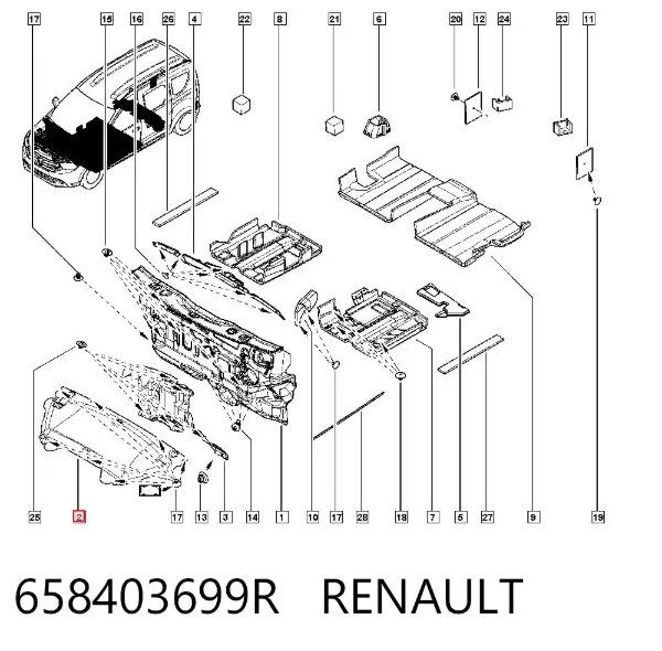 Шумоизоляция моторного щита 658403699R Renault (RVI)