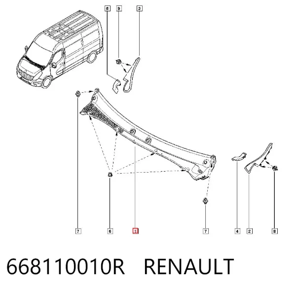 Водосток лобового стекла, жабо 668110010R Renault (RVI)