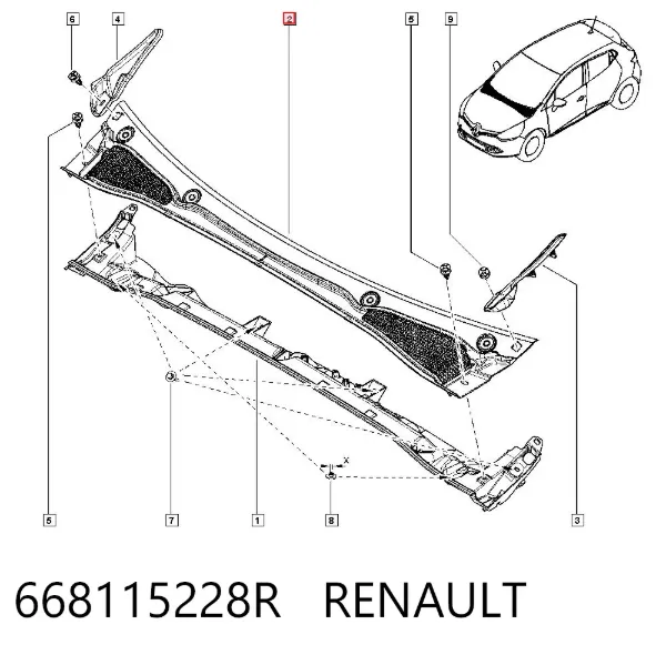 Решетка дворников 668115228R Renault (RVI)