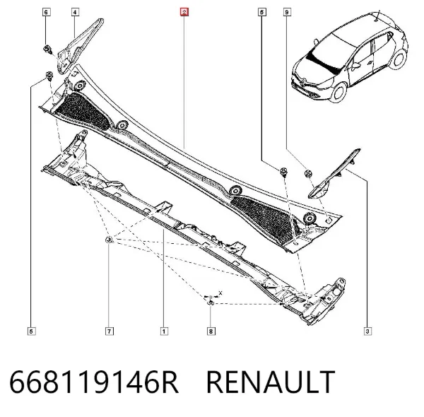 Водосток лобового стекла, жабо 668119146R Renault (RVI)