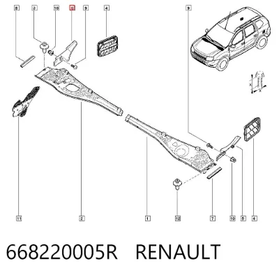 Накладка стойки кузова внешняя передняя правая RENAULT 668220005R