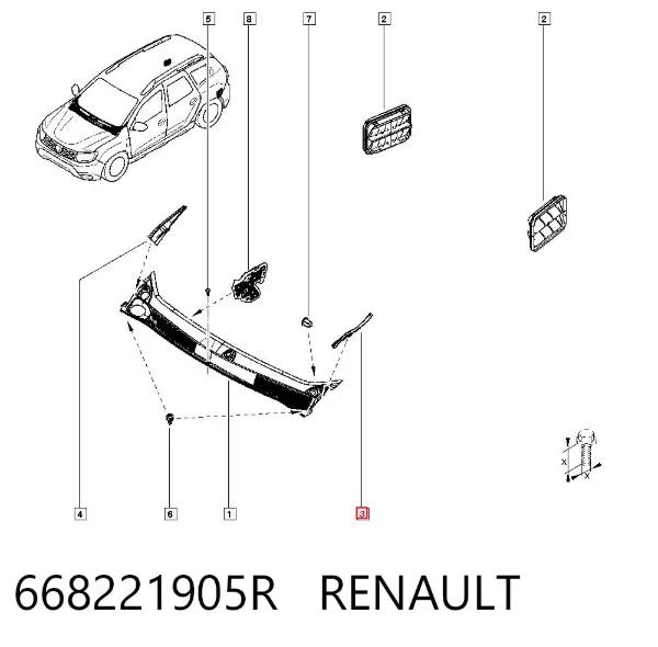 Заглушка жабо боковая 668221905R Renault (RVI)