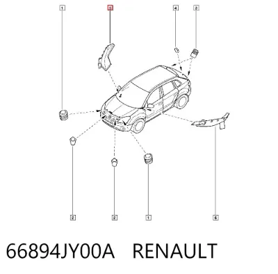 Накладка стойки кузова внешняя передняя правая RENAULT 66894JY00A