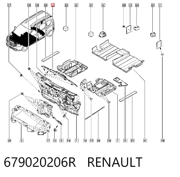 Шумоизоляция капота 679020206R Renault (RVI)