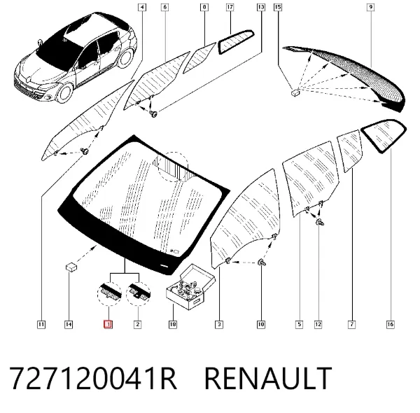 Лобовое стекло 727120041R Renault (RVI)