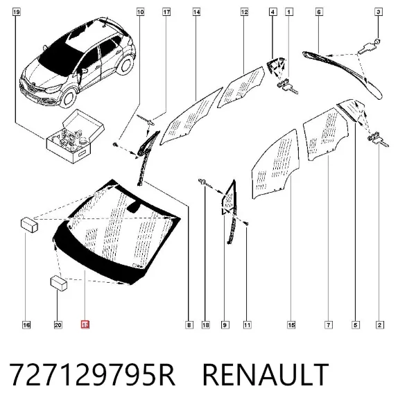 Лобовое стекло 727129795R Renault (RVI)