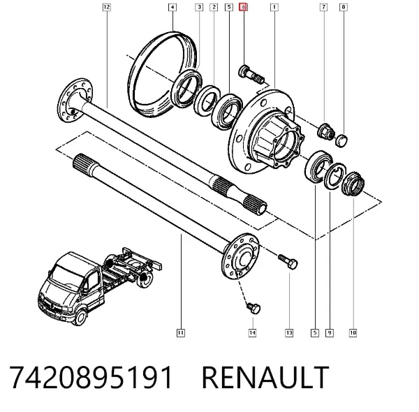 Шпилька колесная задняя 7420895191 Renault (RVI)
