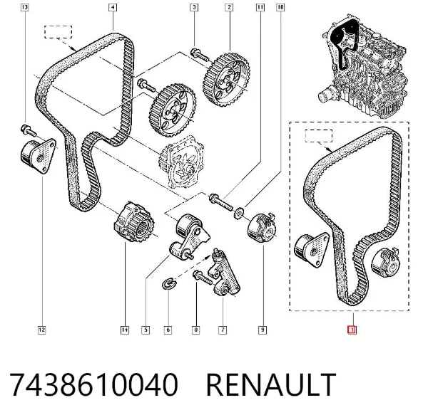 Комплект ГРМ 7438610040 Renault (RVI)