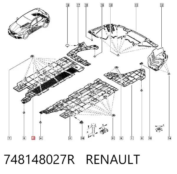 Защита днища правая 748148027R Renault (RVI)