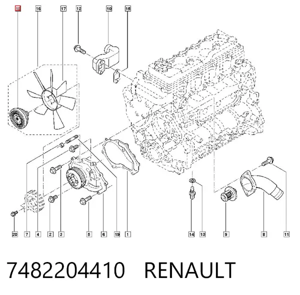 Вискомуфта вентилятора 7482204410 Renault (RVI)