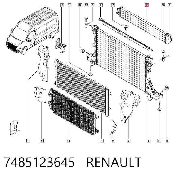 Радиатор охлаждения двигателя дополнительный 7485123645 Renault (RVI)