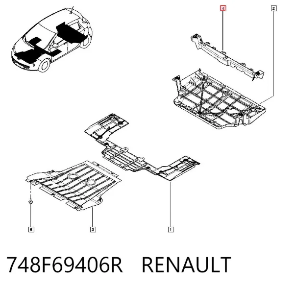 Защита днища задняя 748F69406R Renault (RVI)