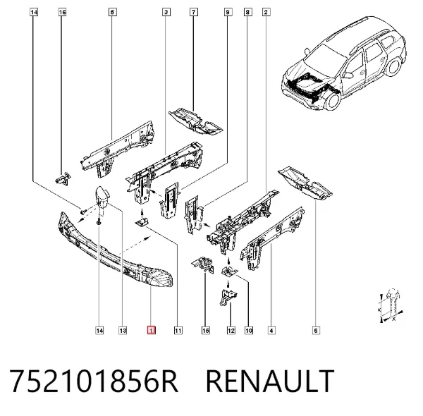 Усилитель переднего бампера 752101856R Renault (RVI)