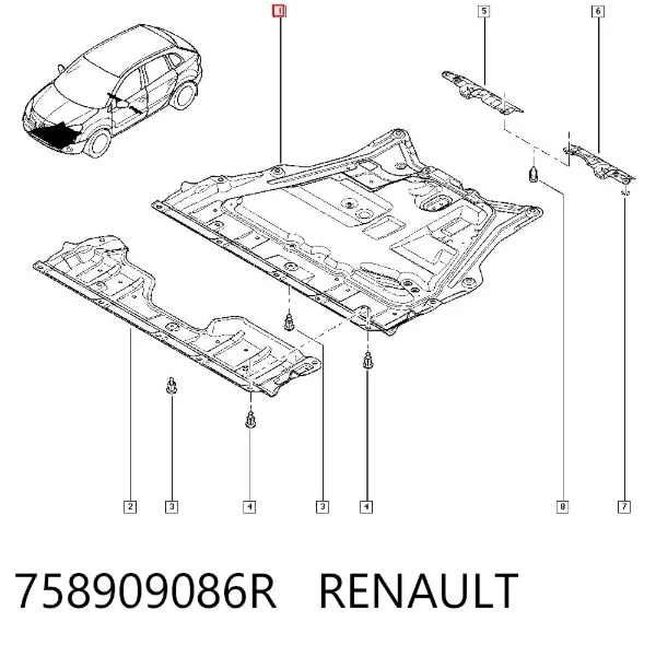 Защита двигателя 758909086R Renault (RVI)