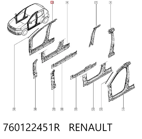 Проем передней правой двери 760122451R Renault (RVI)