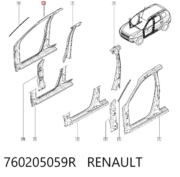 Проем передней правой двери 760205059R Renault (RVI)