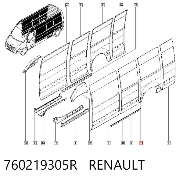 Арка крыла заднего левого 760219305R Renault (RVI)