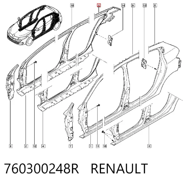 Крыло заднее правое 760300248R Renault (RVI)