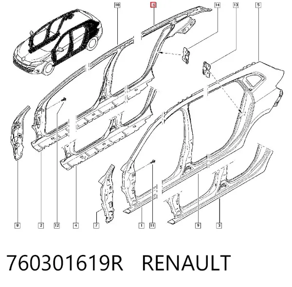 Крыло заднее правое 760301619R Renault (RVI)