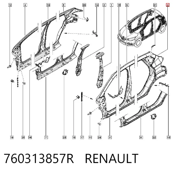 Крыло заднее левое 760313857R Renault (RVI)