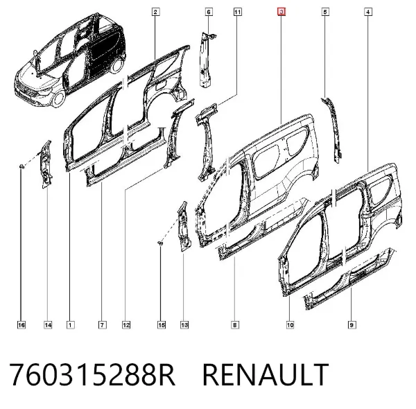 Крыло заднее левое 760315288R Renault (RVI)